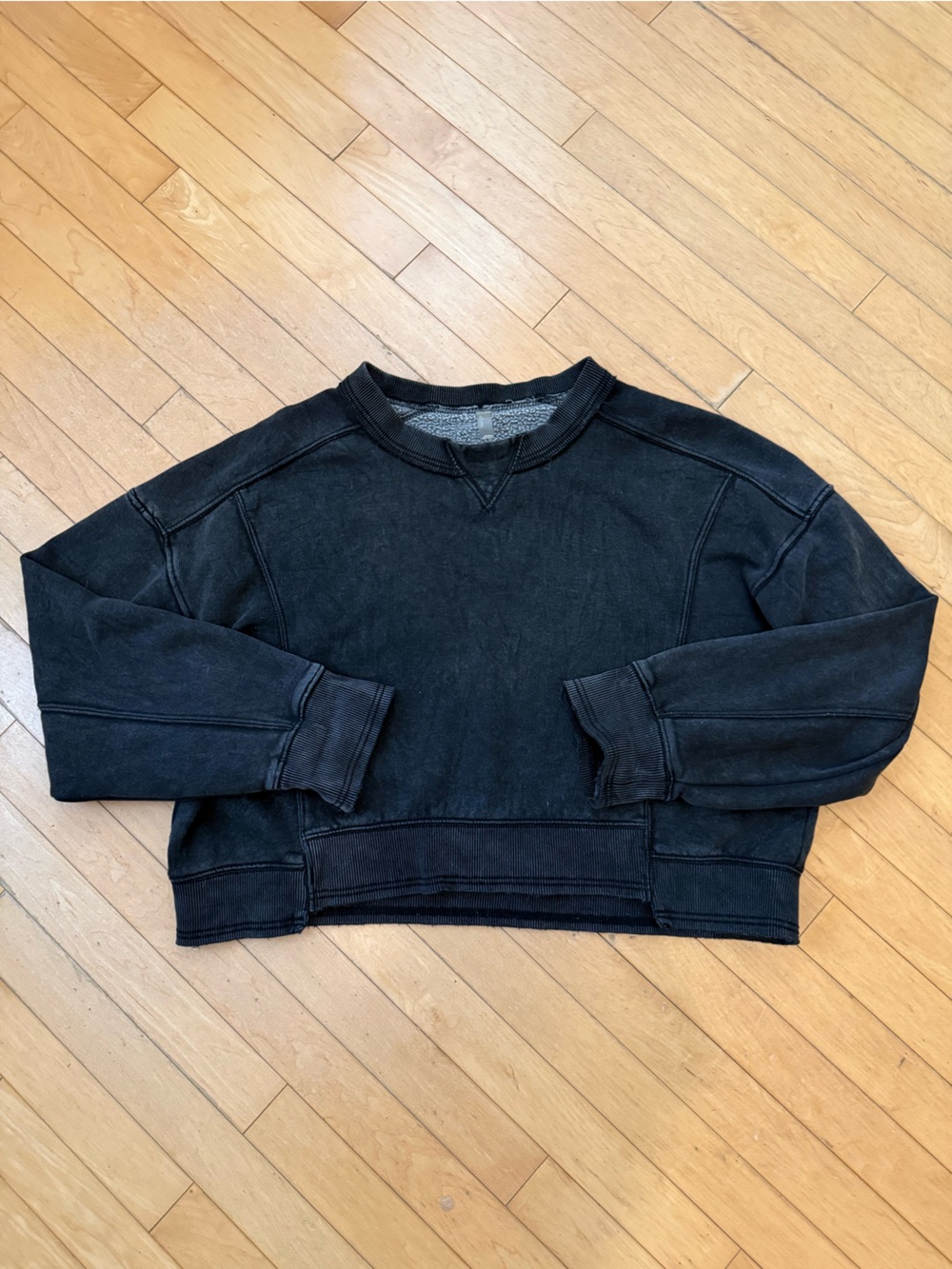 FP Movement Black Cropped Crewneck Sweatshirt